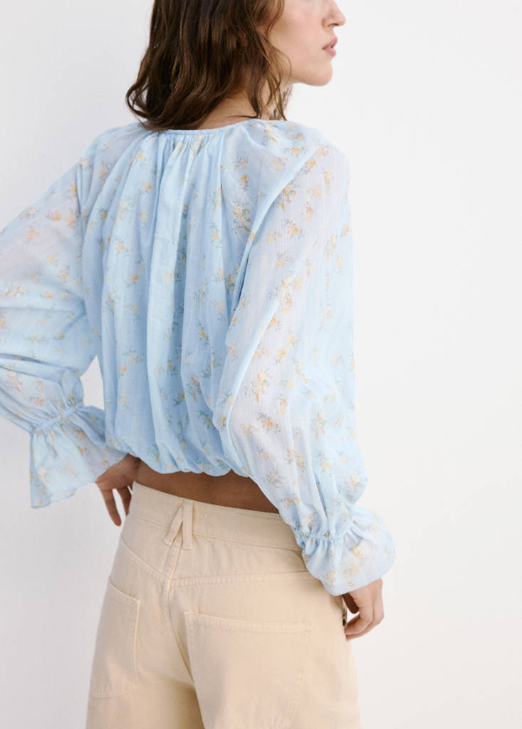 Floral print crop top — Blue