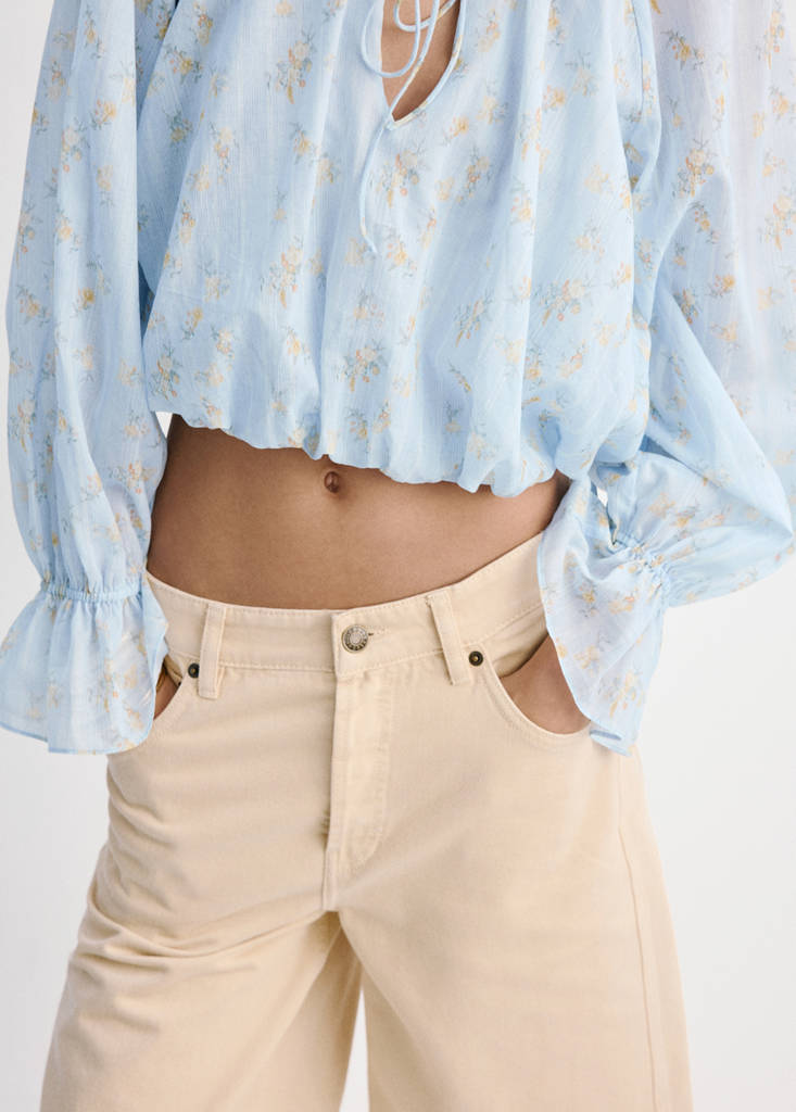 Floral print crop top — Blue