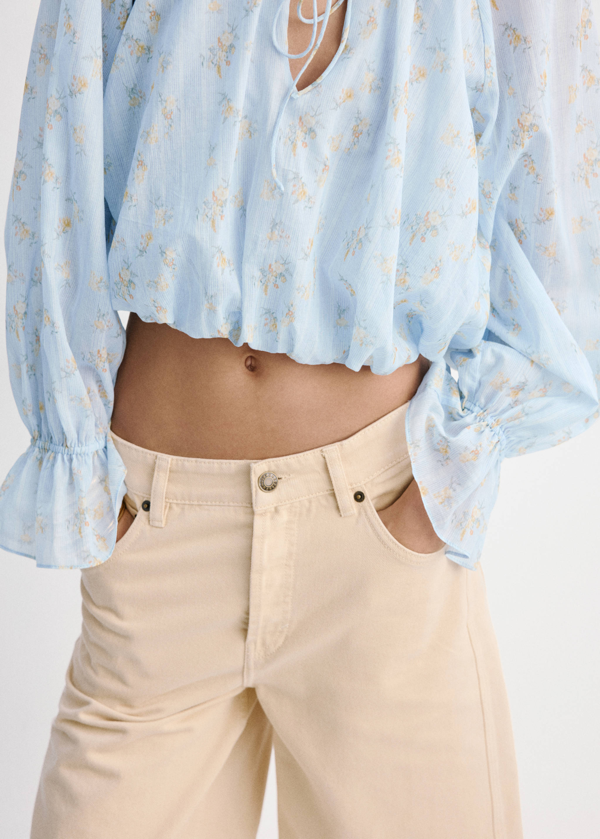 Blouse crop imprimé fleuri - Détail de l'article 1