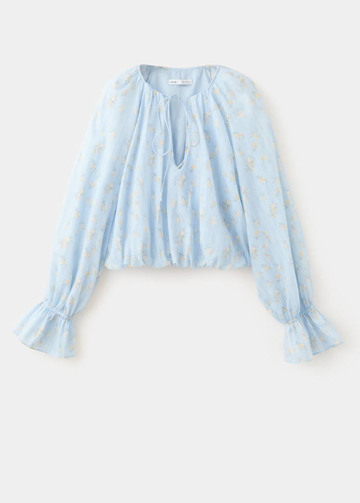 Floral print crop top — Blue