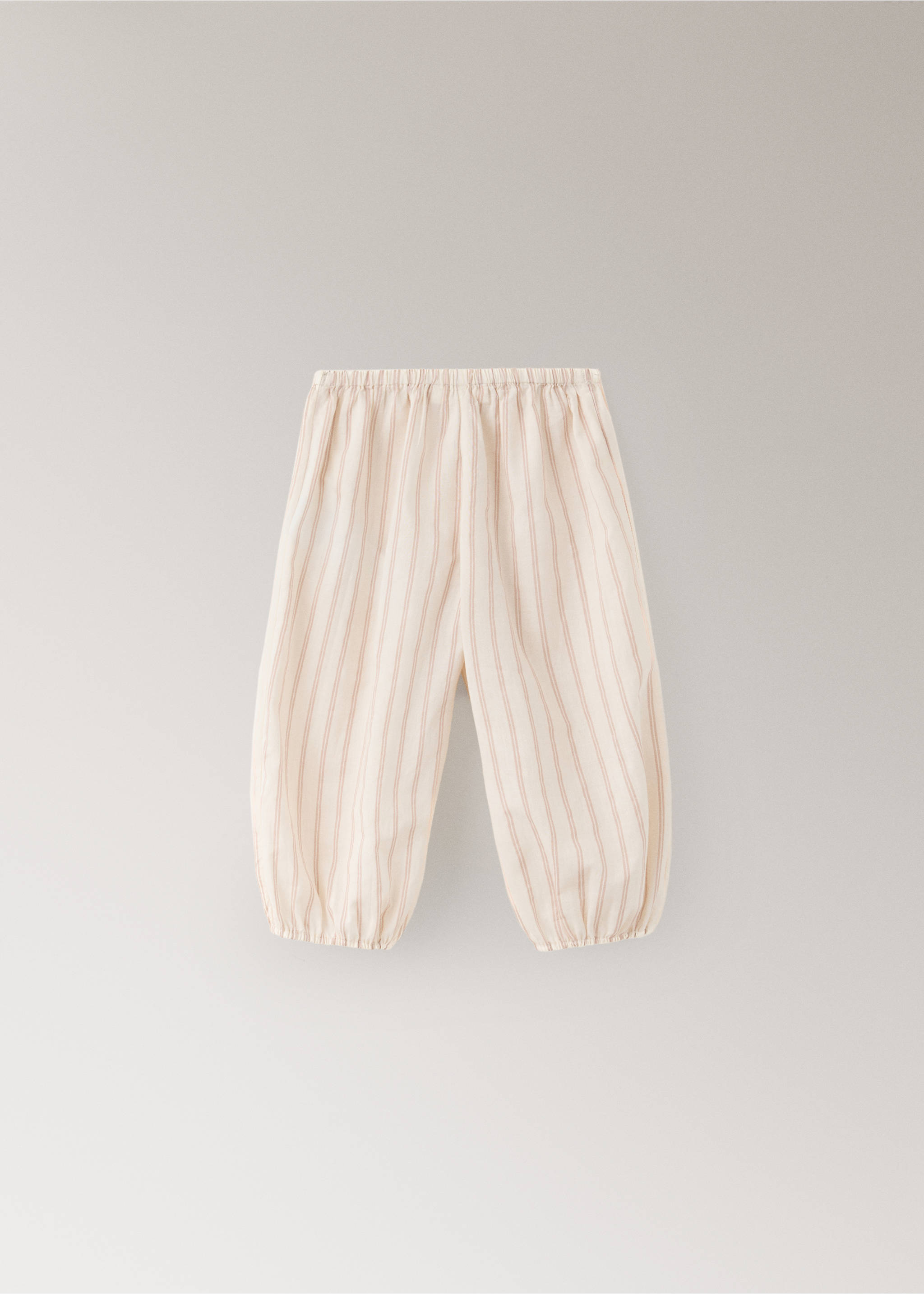Striped pajama trousers - Details of the article 1, Nude. Ref: 37031500-00.