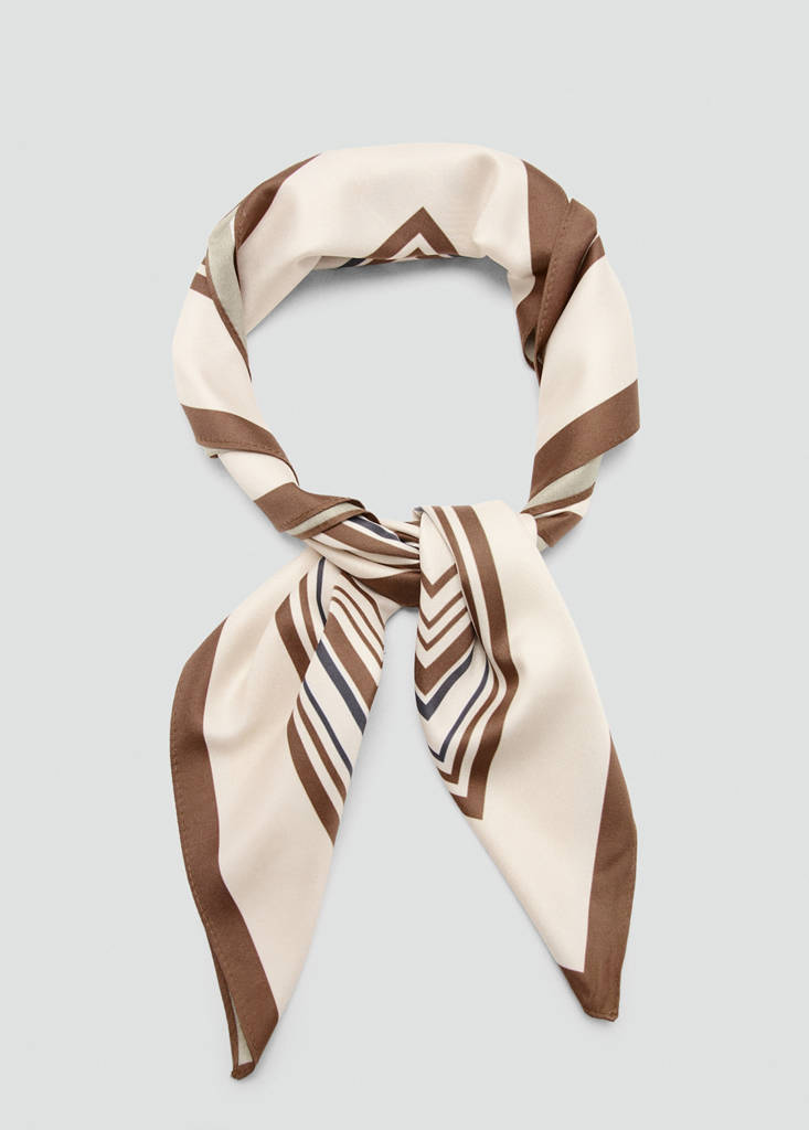 Geometric printed foulard — Beige