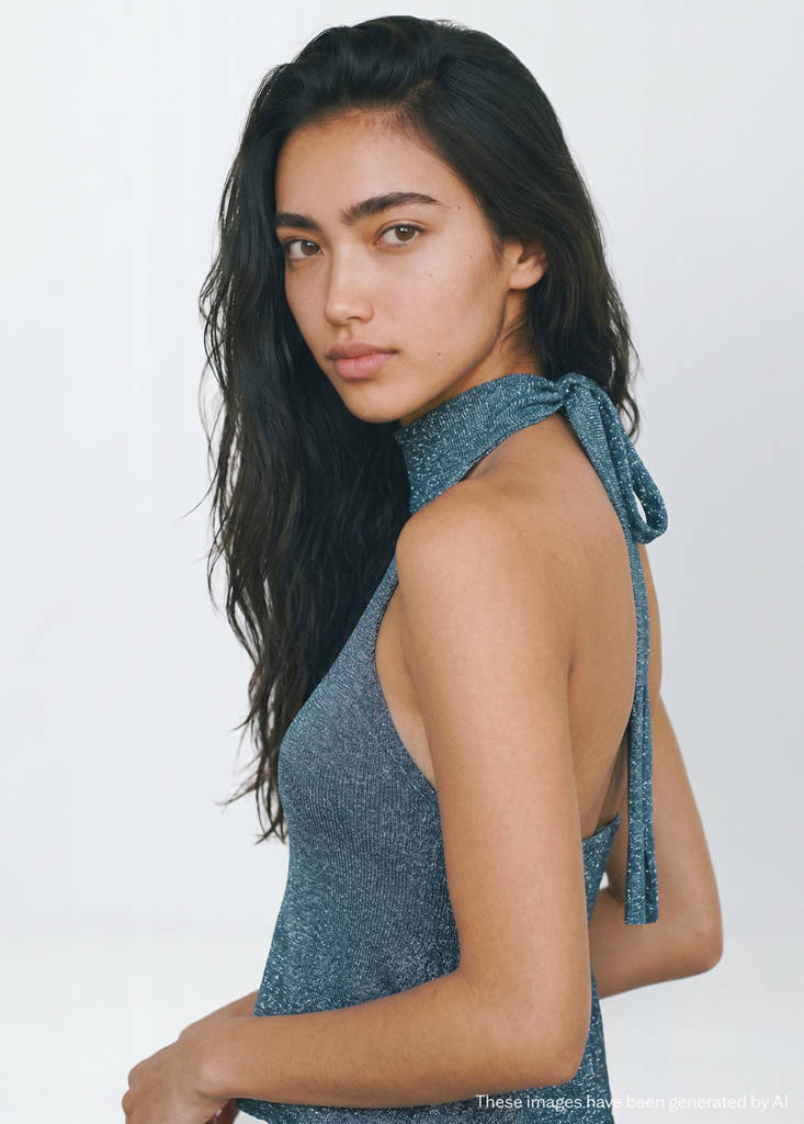 Metallic halter top — Petrol Blue