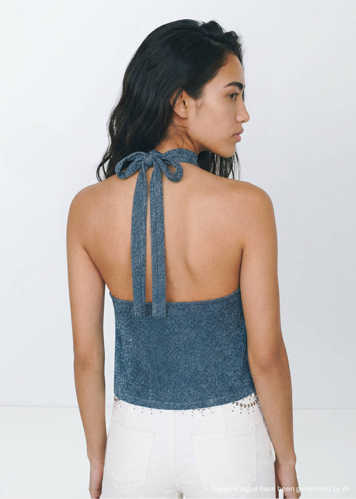 Metallic halter top — Petrol Blue