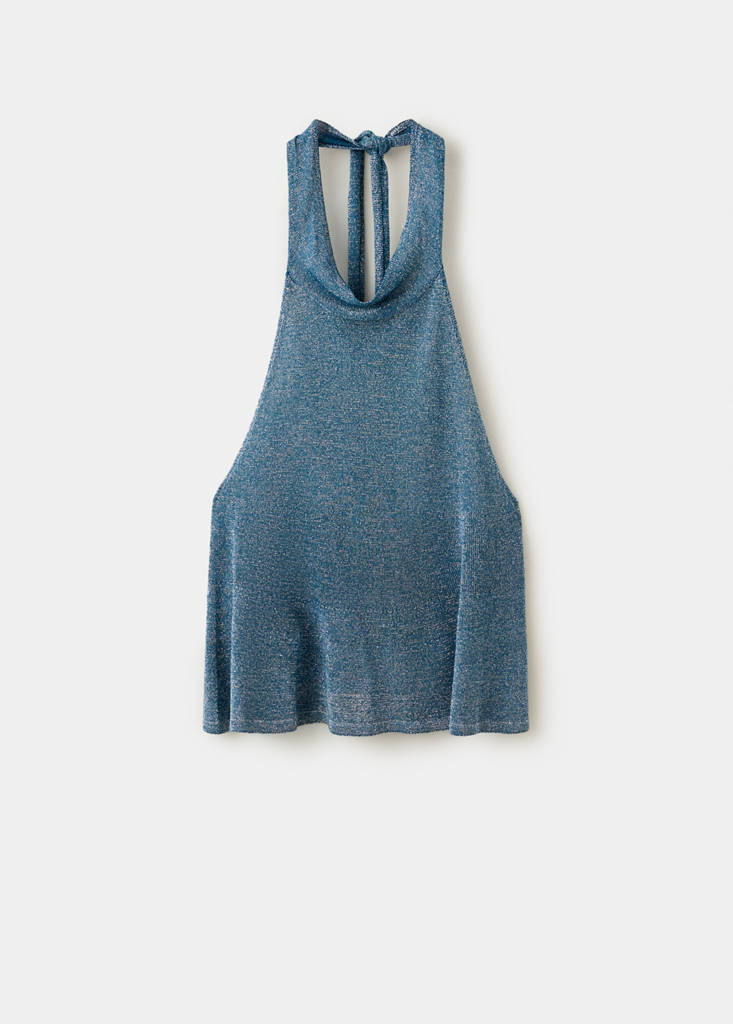 Metallic halter top — Petrol Blue