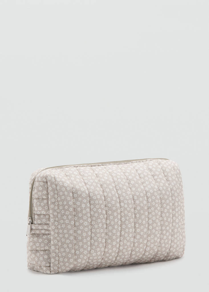 Printed cotton toiletry bag — Medium Brown