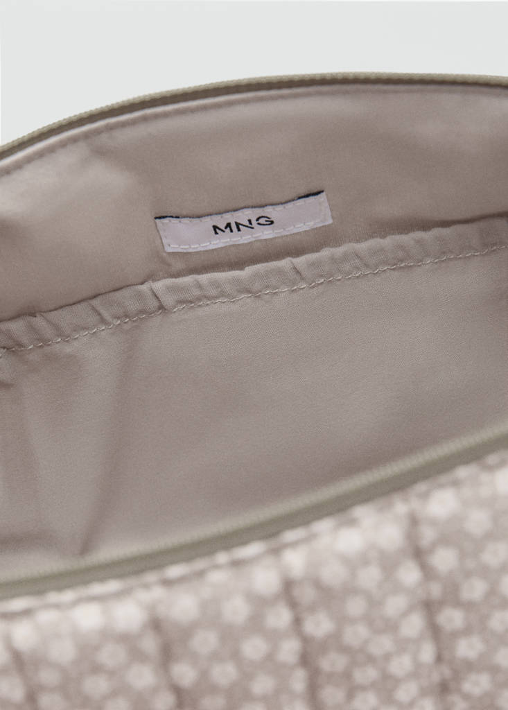 Printed cotton toiletry bag — Medium Brown