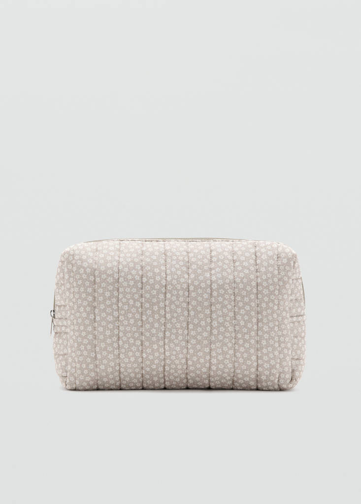 Printed cotton toiletry bag — Medium Brown