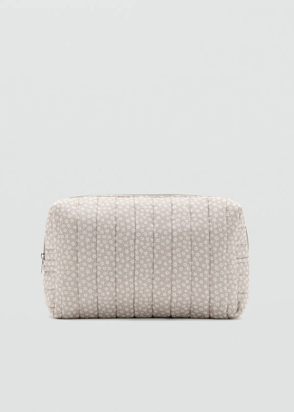 Printed cotton toiletry bag — Medium Brown