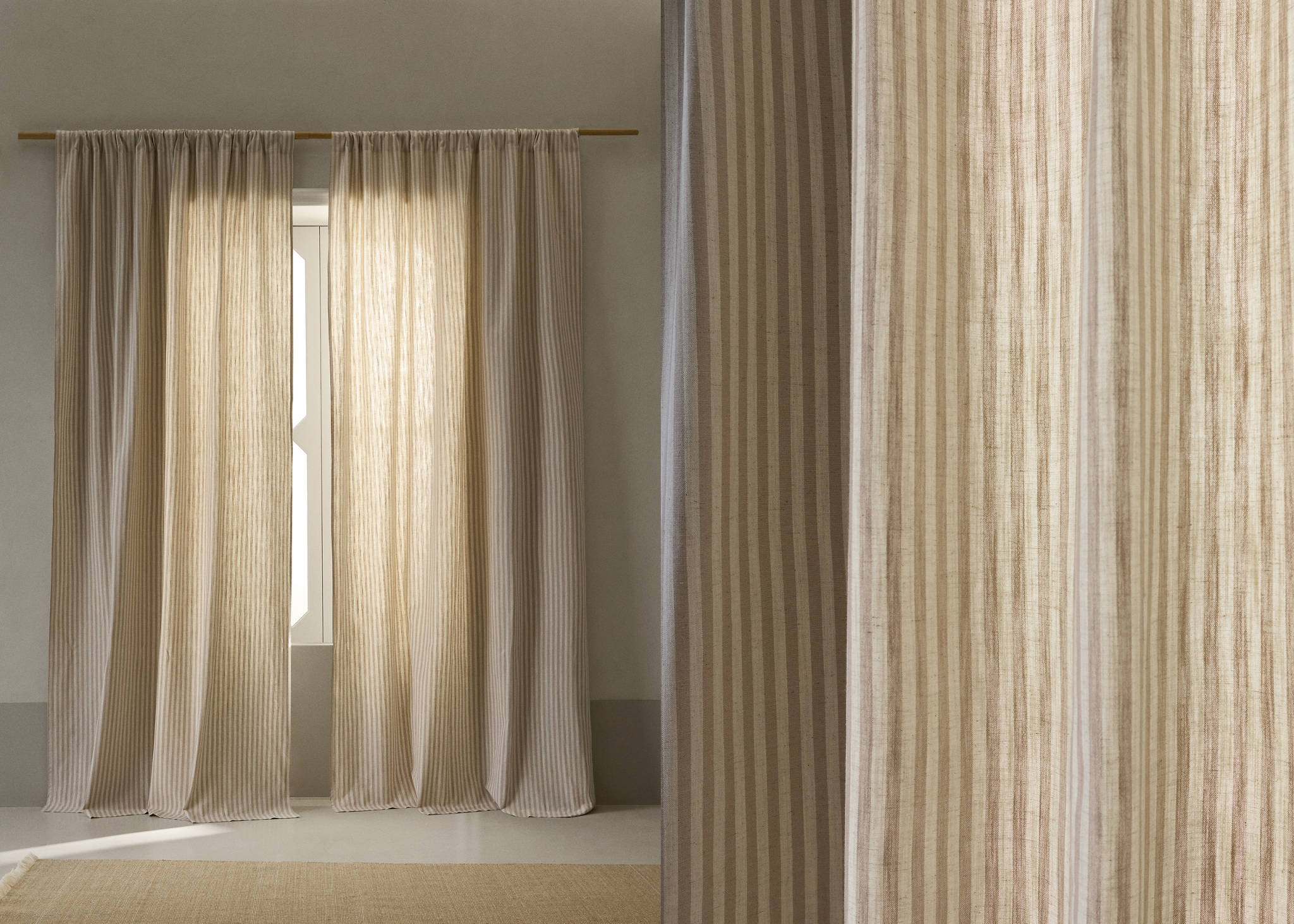 Cotton stripe curtain with medium opacity - Panoramic plane