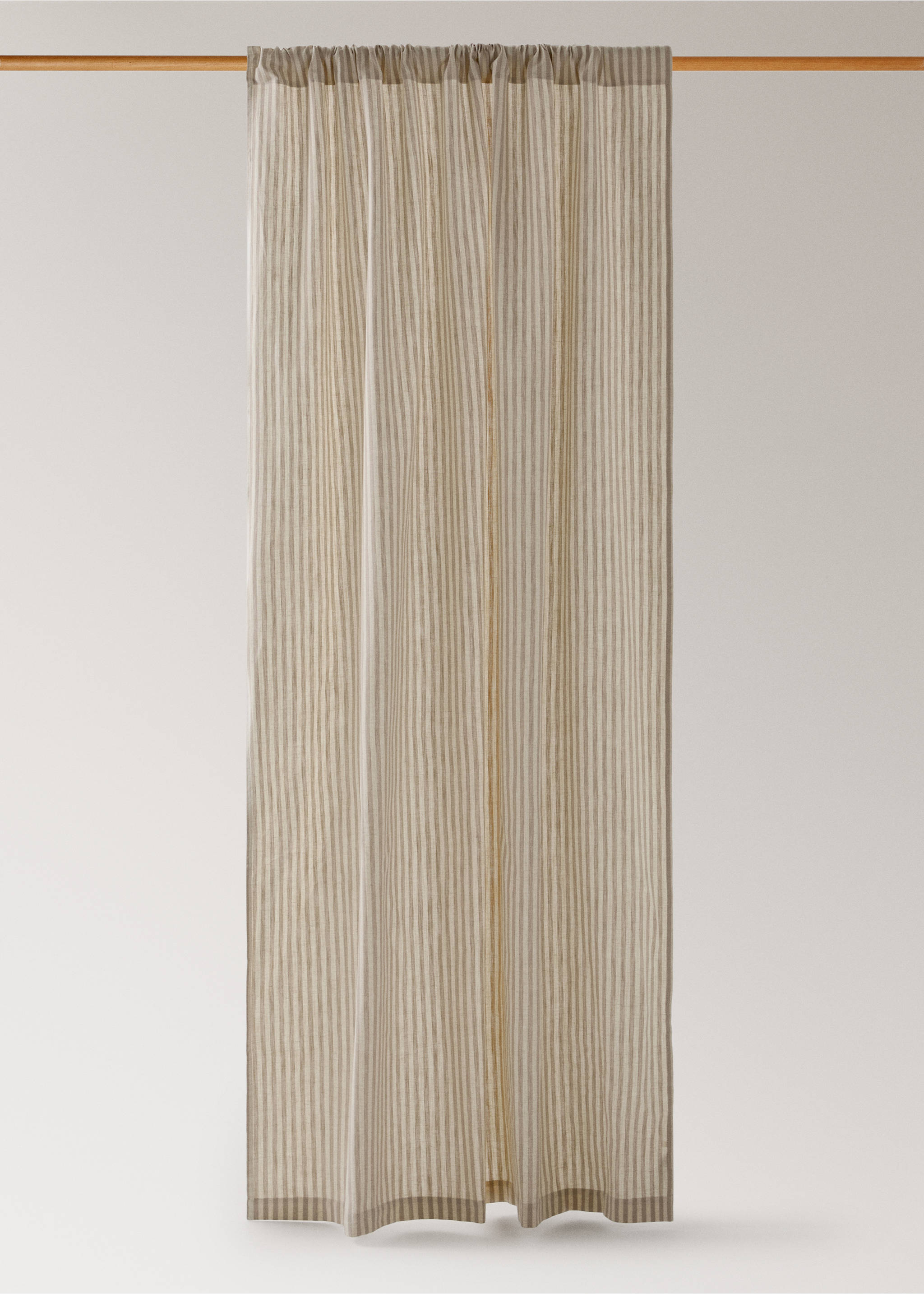 Cotton stripe curtain with medium opacity - Article without model, Sand. Ref: 37031514-00.