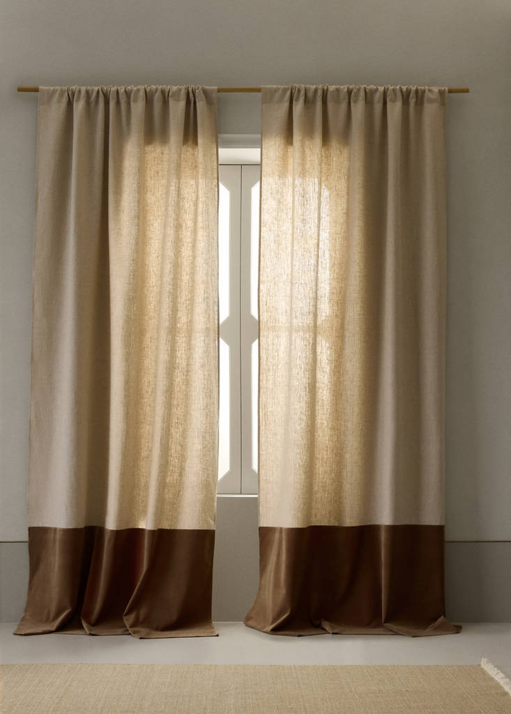 High opacity linen velvet curtain — Sand
