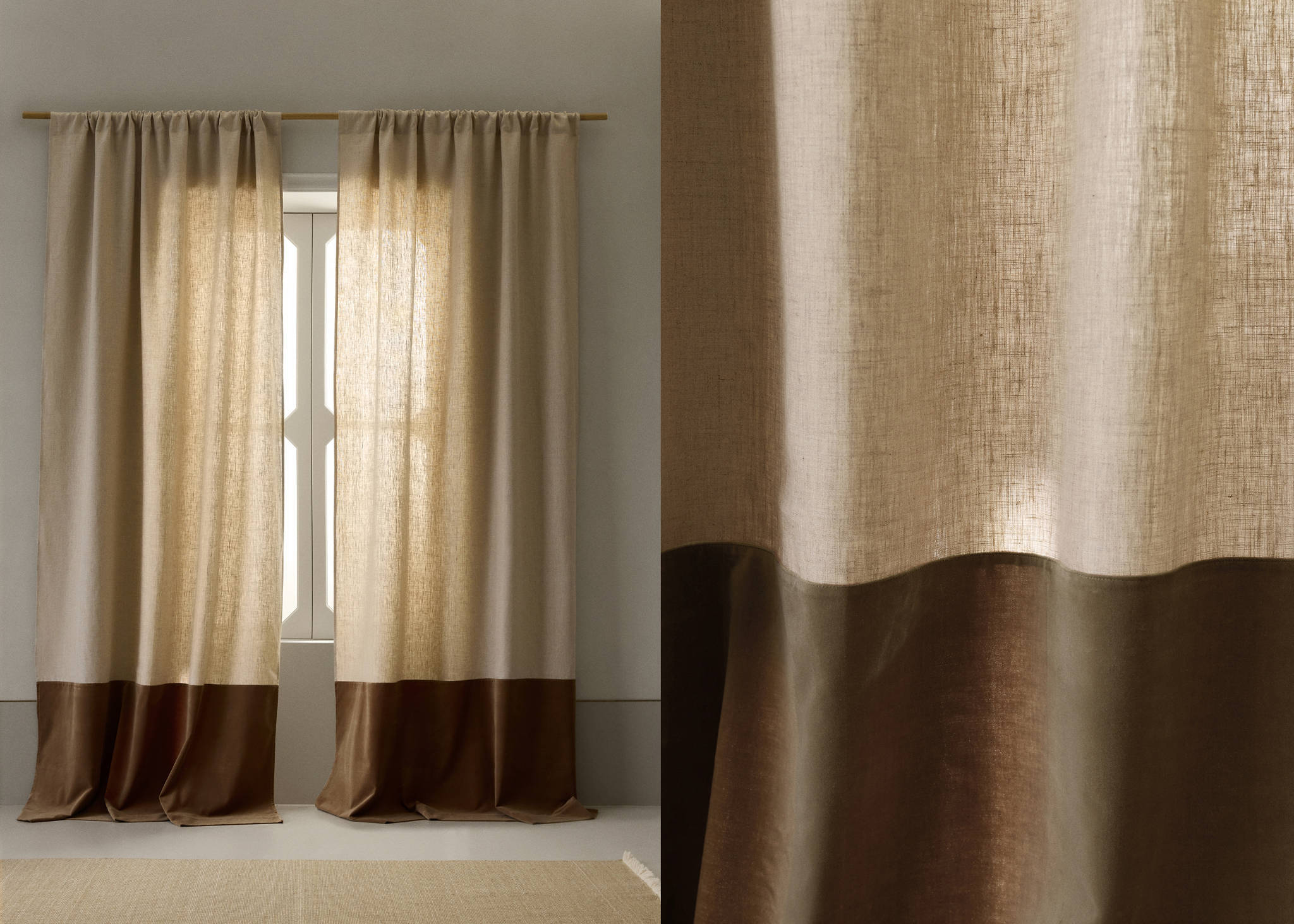 High opacity linen velvet curtain - Panoramic plane