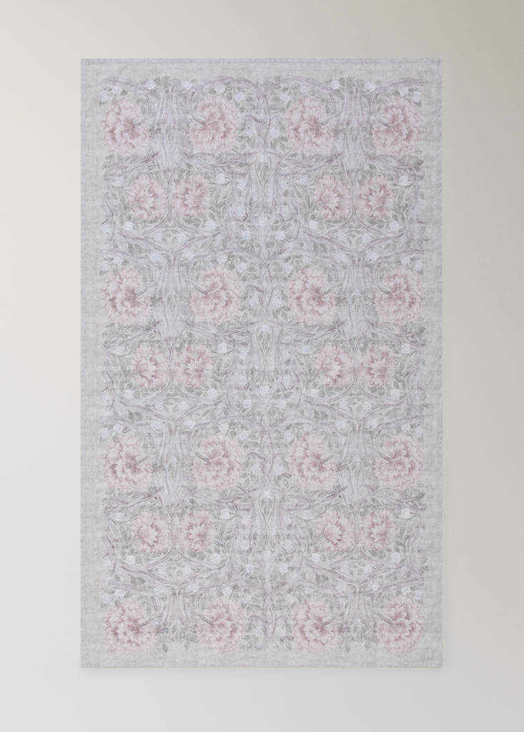 Floral print cotton tablecloth for 6 to 8 people — Grey