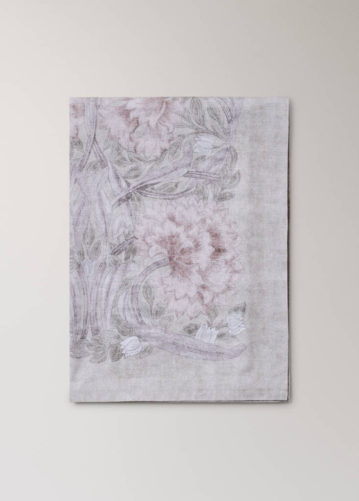 Floral print cotton tablecloth for 6 to 8 people — Grey