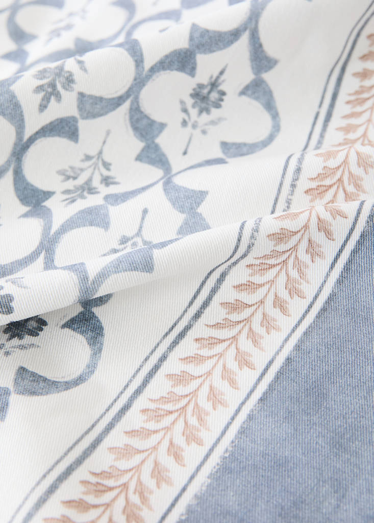 Lattice print cotton tablecloth for 2 to 4 people — Blue