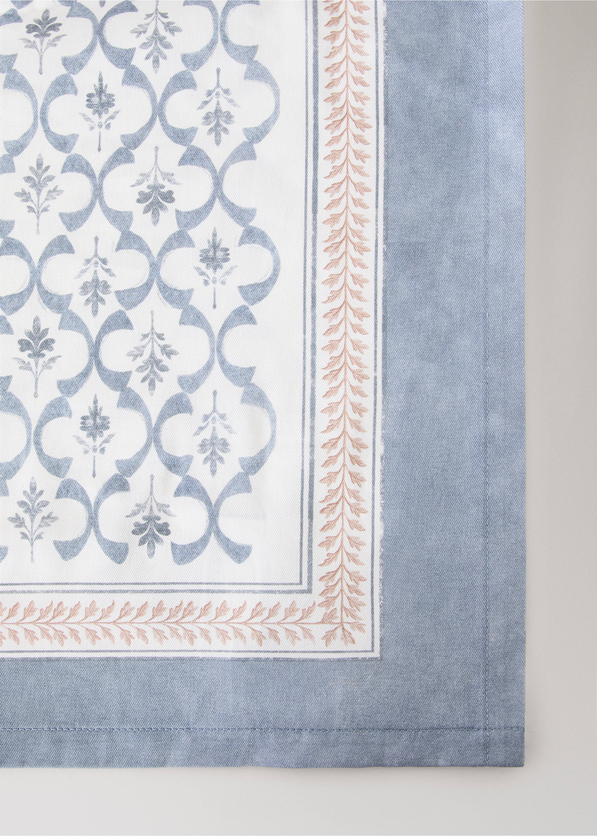 Lattice print cotton tablecloth - Details of the article 2, Blue. Ref: 37031521-00.