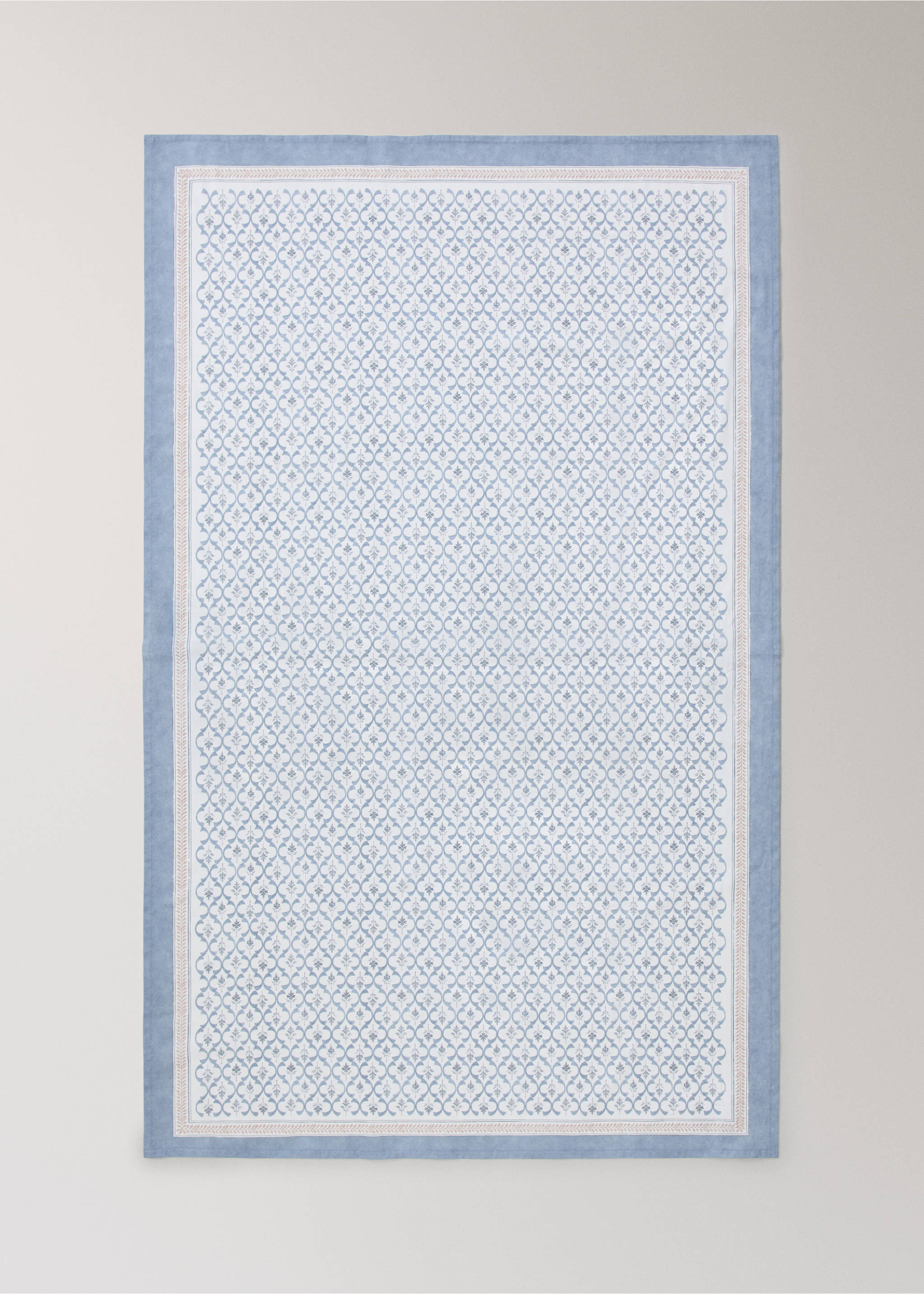 Lattice print cotton tablecloth - Details of the article 3, Blue. Ref: 37031521-00.
