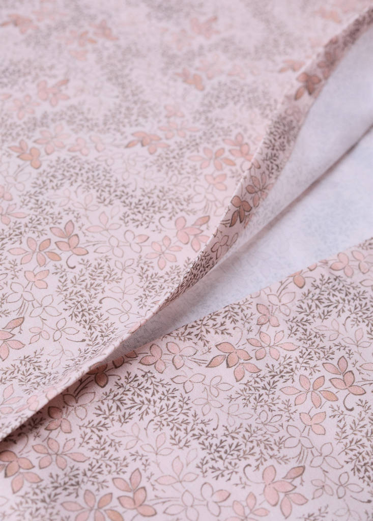 Floral print percale cotton duvet cover for cot bed — Nude