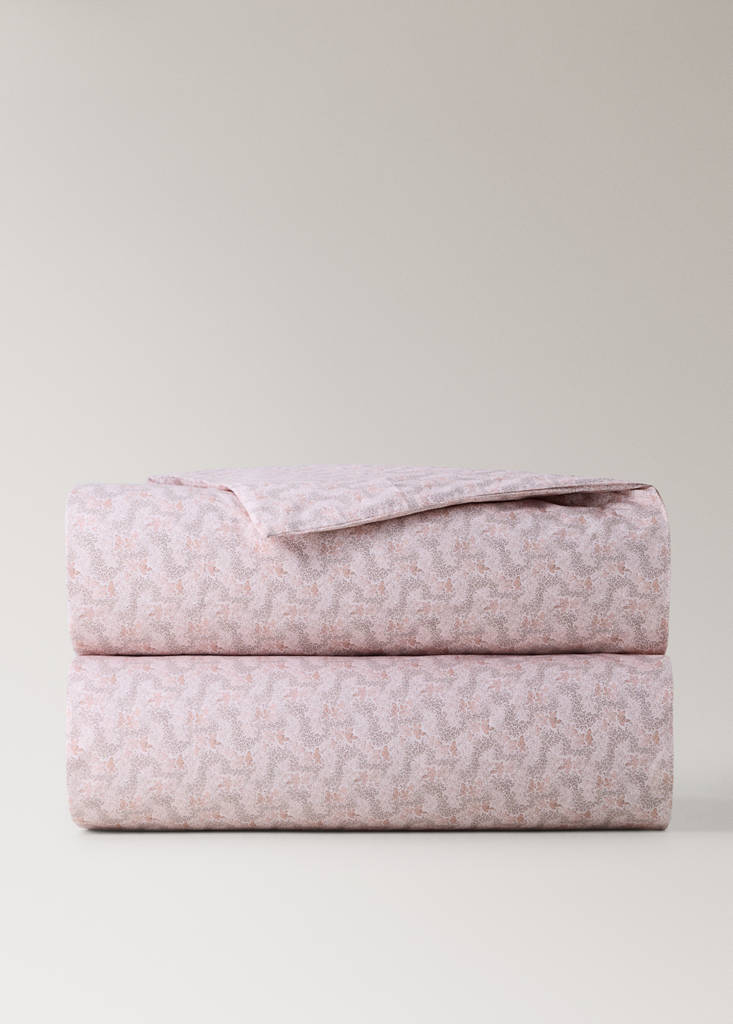 Floral print percale cotton duvet cover for cot bed — Nude