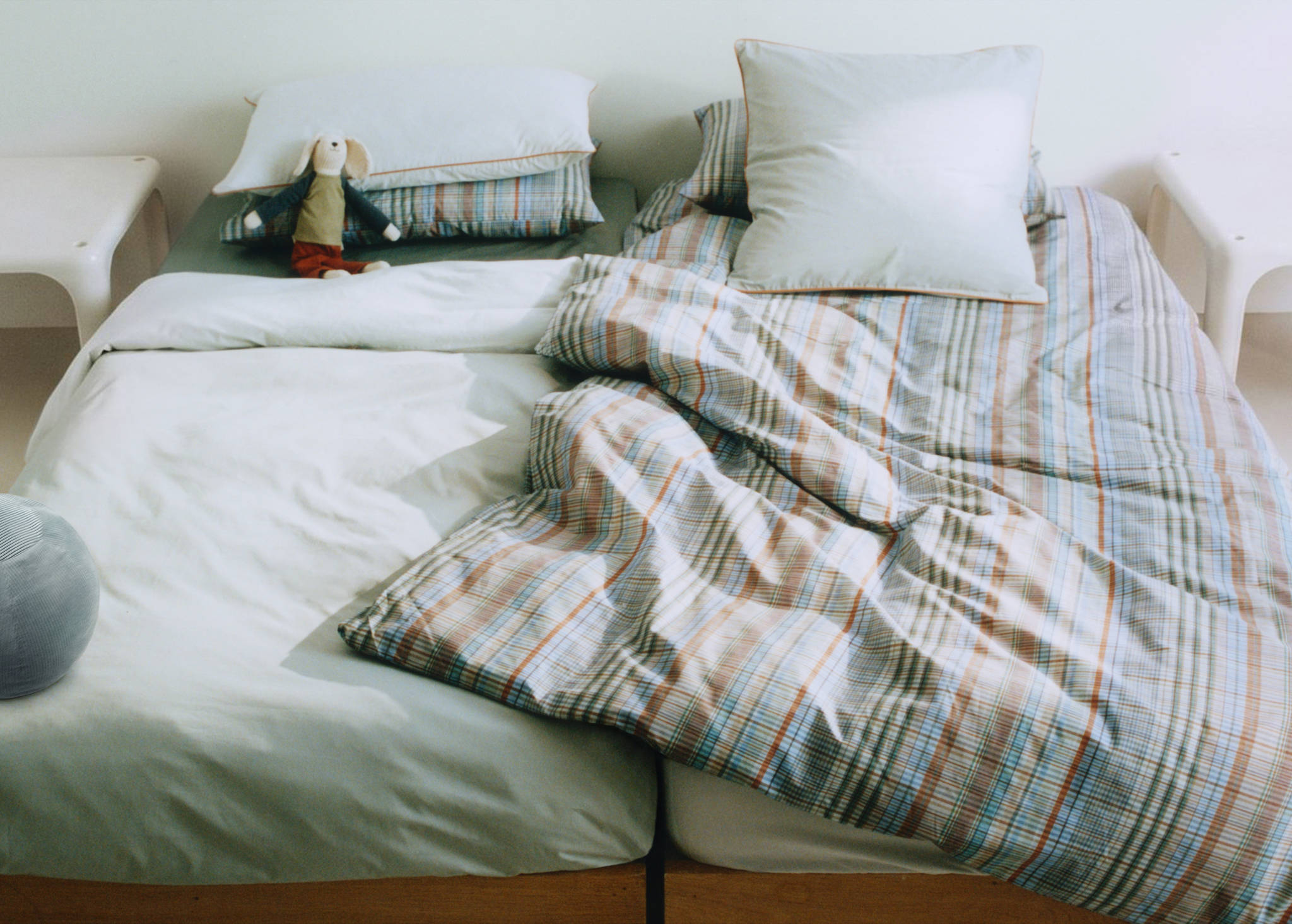 Children’s percale cotton checked duvet cover for a 90 cm bed - Panoramic plane