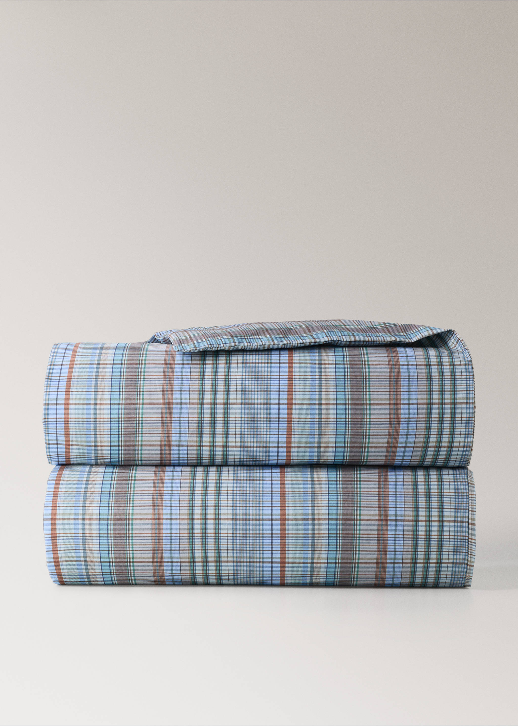 Children’s percale cotton checked duvet cover for a 90 cm bed - Article without model, Blue. Ref: 37031527-00.