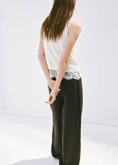 Lace detail knit top — Ecru 3
