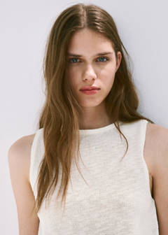 Lace detail knit top — Ecru 4