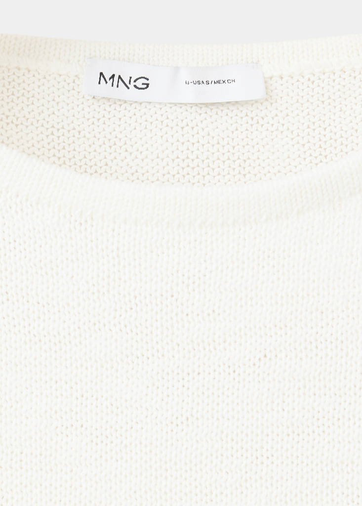 Lace detail knit top — Ecru