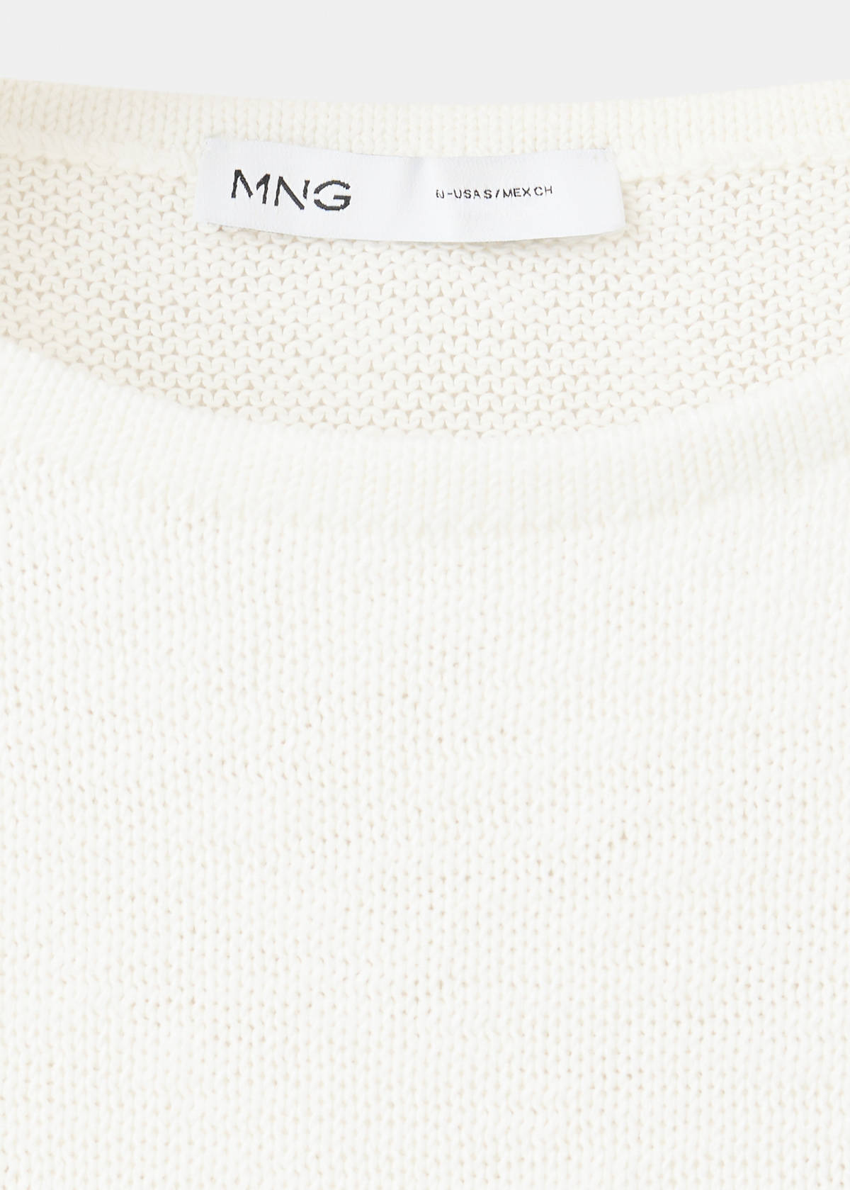 Lace detail knit top — Ecru