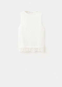 Lace detail knit top — Ecru 5