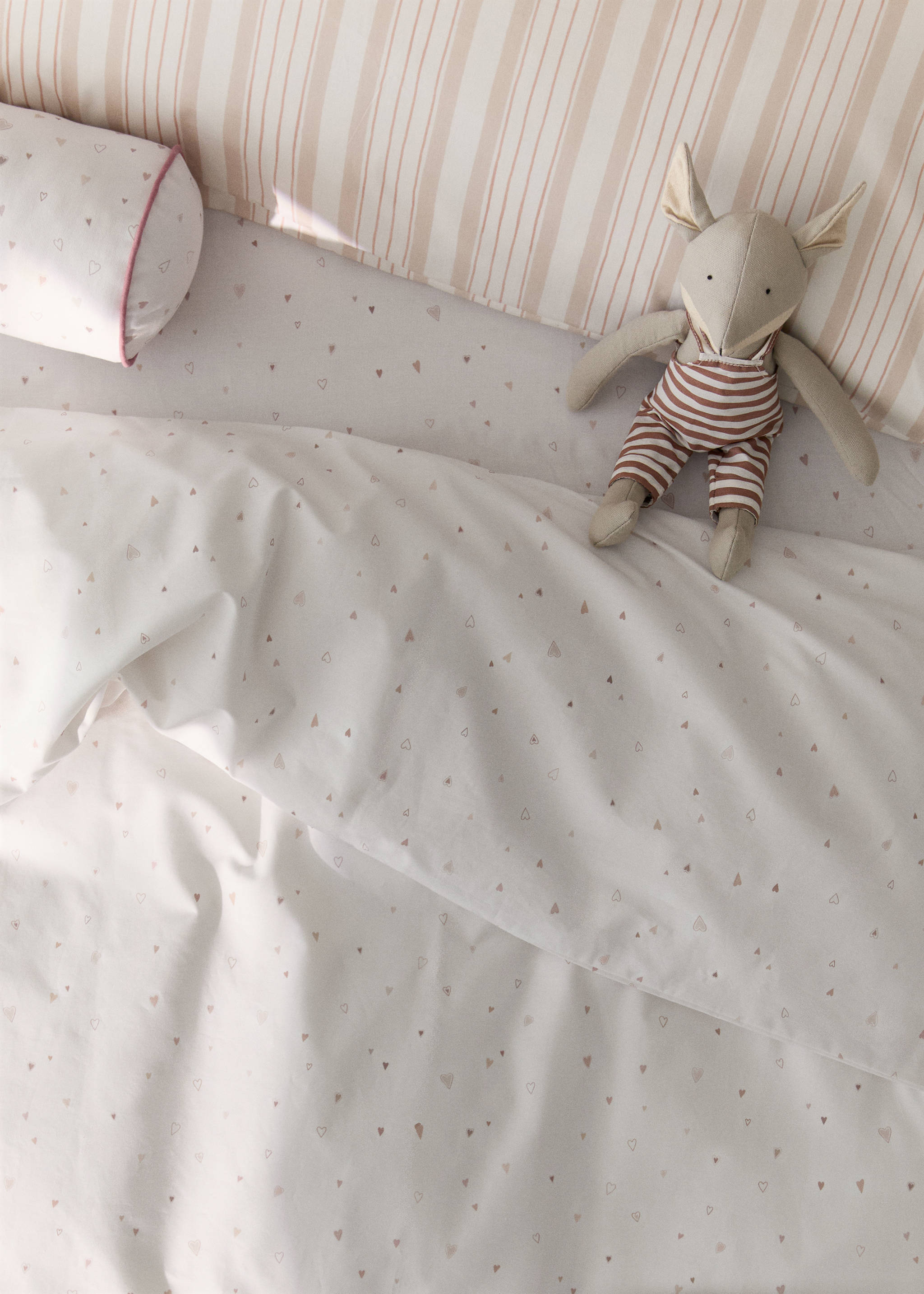 Printed heart-pattern percale cotton duvet cover for a 90 cm bed - Details of the article 7