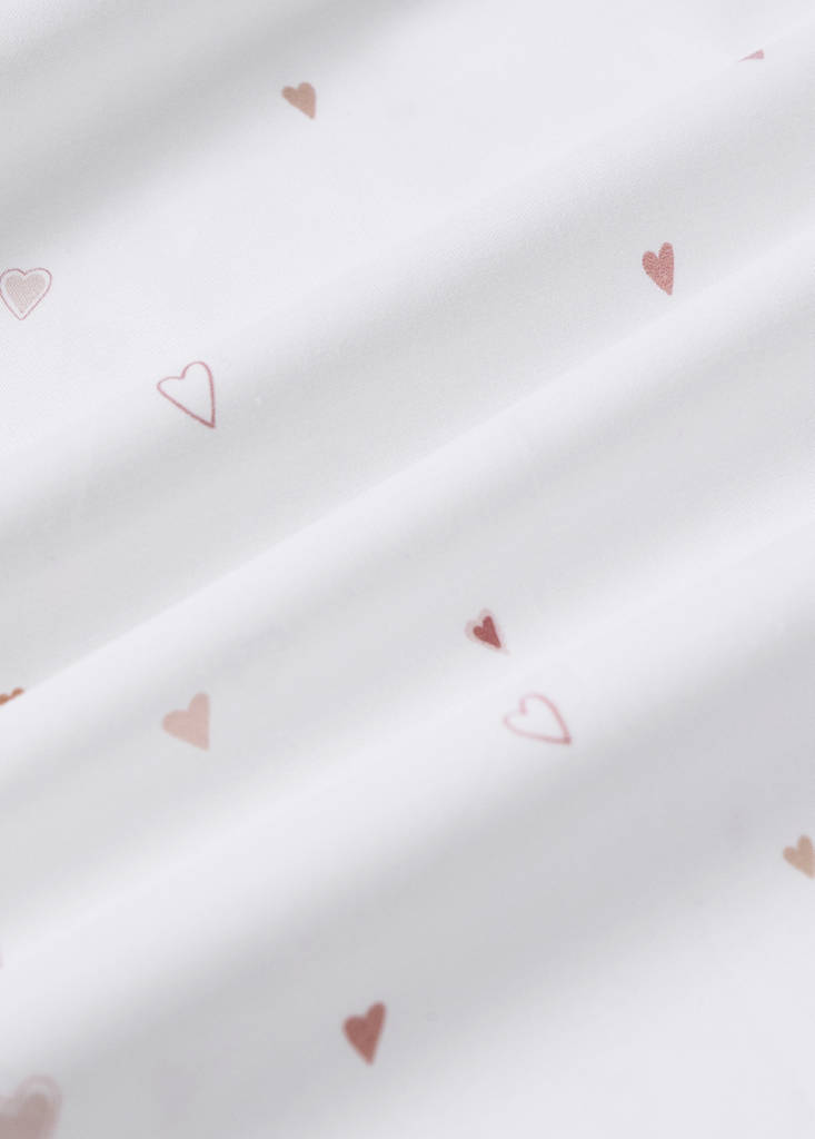 Printed heart-pattern percale cotton duvet cover for a 90 cm bed — Nude
