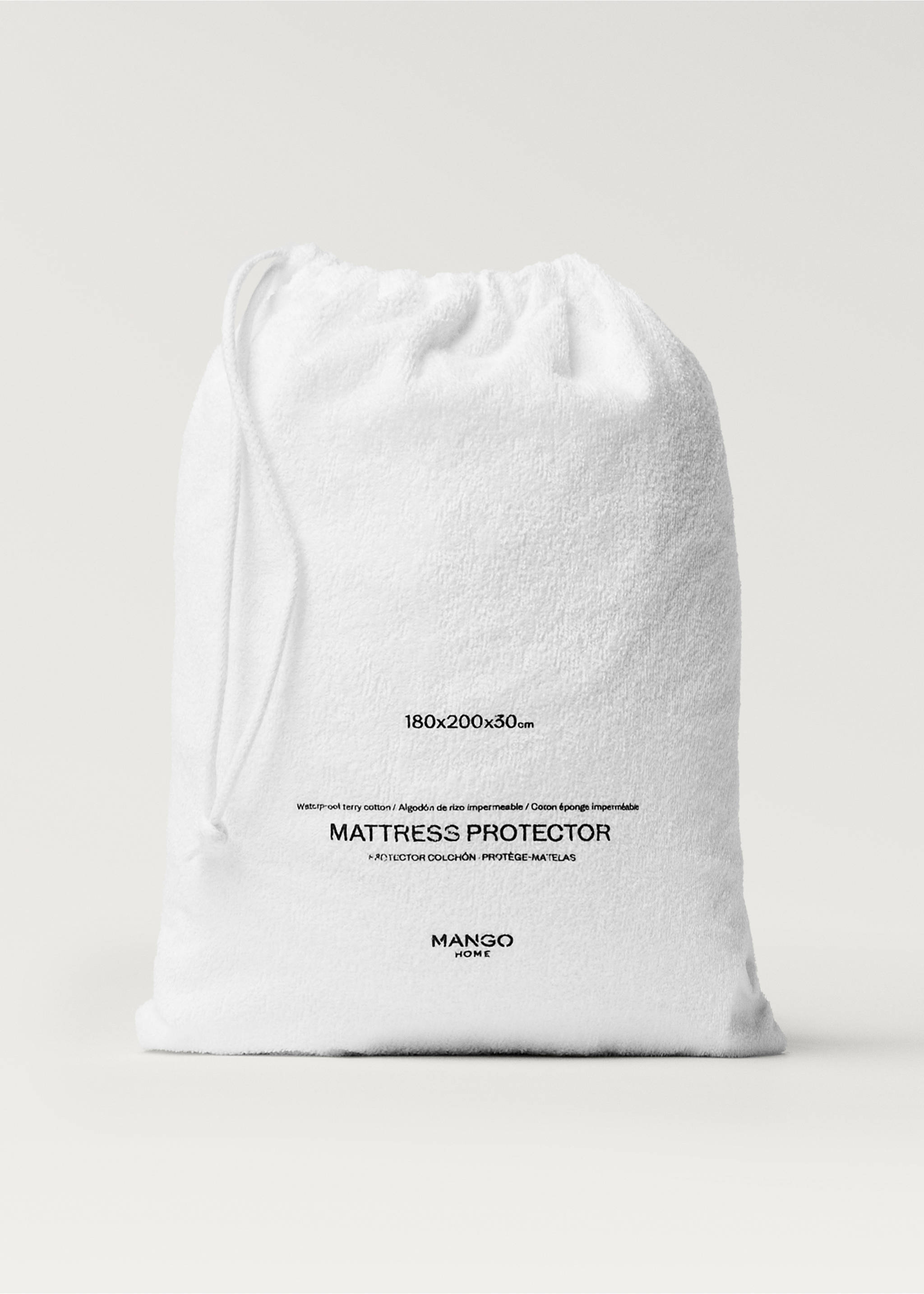 Terry cotton mattress protector for 135 cm bed - Details of the article 2, White. Ref: 37031538-00.