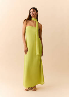 Printed dress with foulard — Lime 2