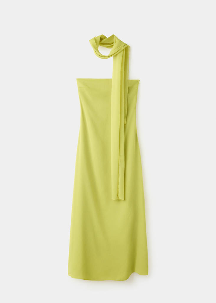 Printed dress with foulard — Lime