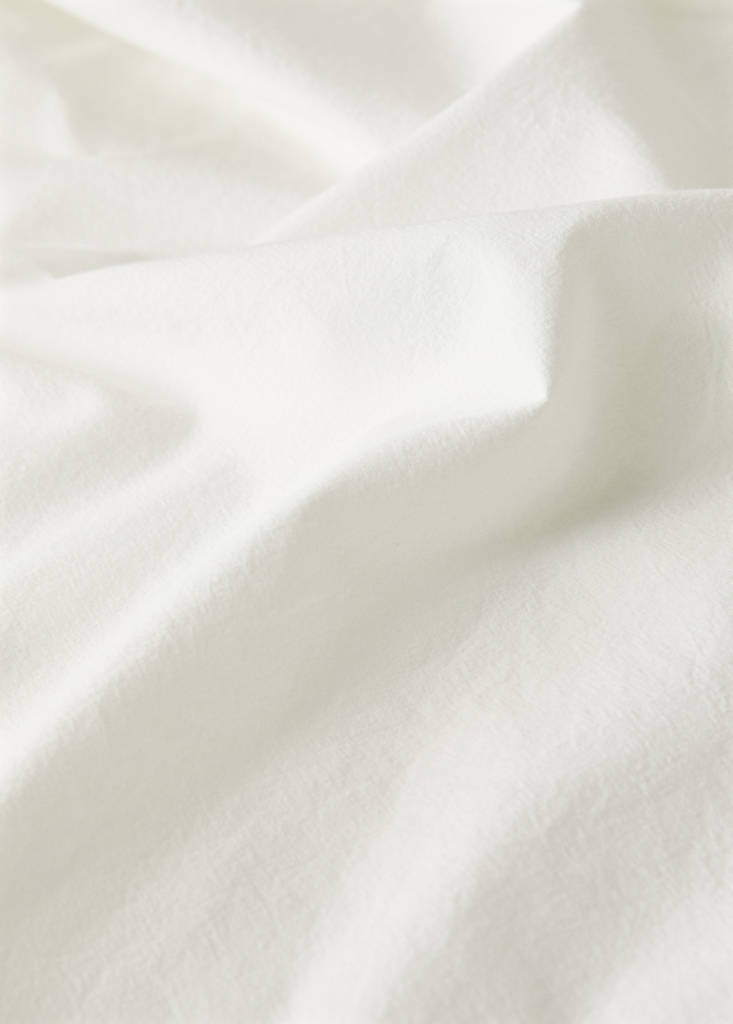 Garment-wash cotton fitted sheet Bed 160 cm — Off White