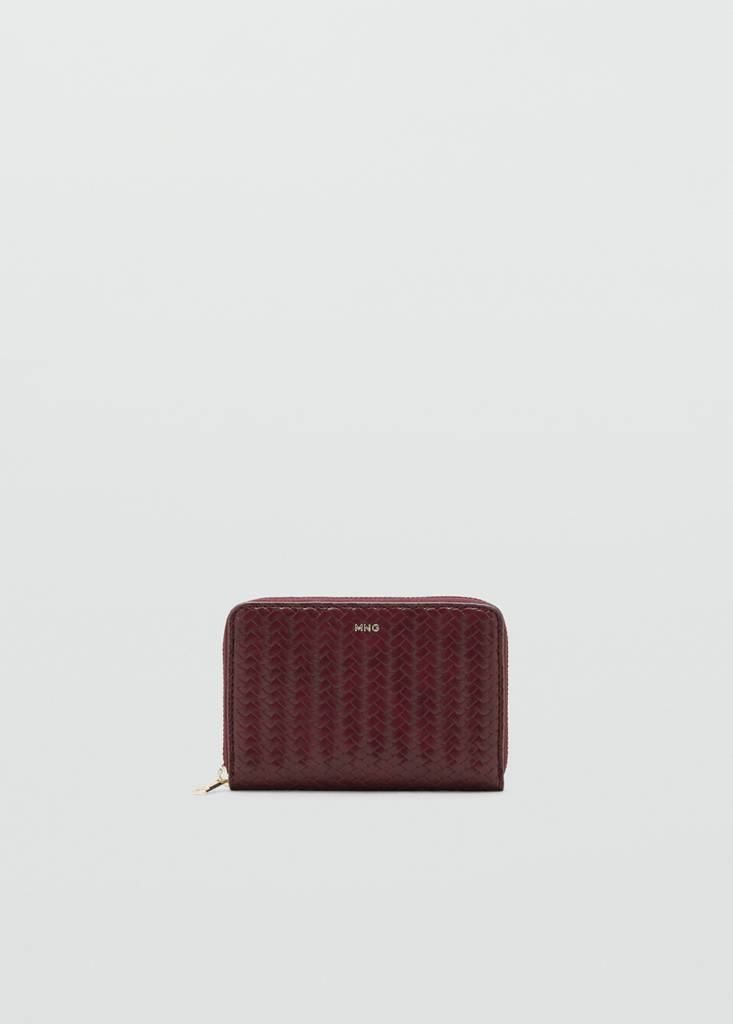 Medium braided wallet — Burgundy