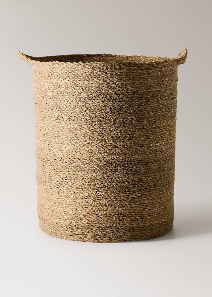 Large seagrass basket with handles — Brown