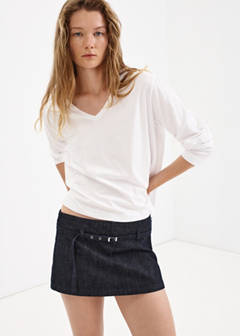 Denim culottes with belt — Open Blue 1