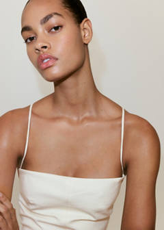 Cross-back linen blend playsuit — Ecru 5