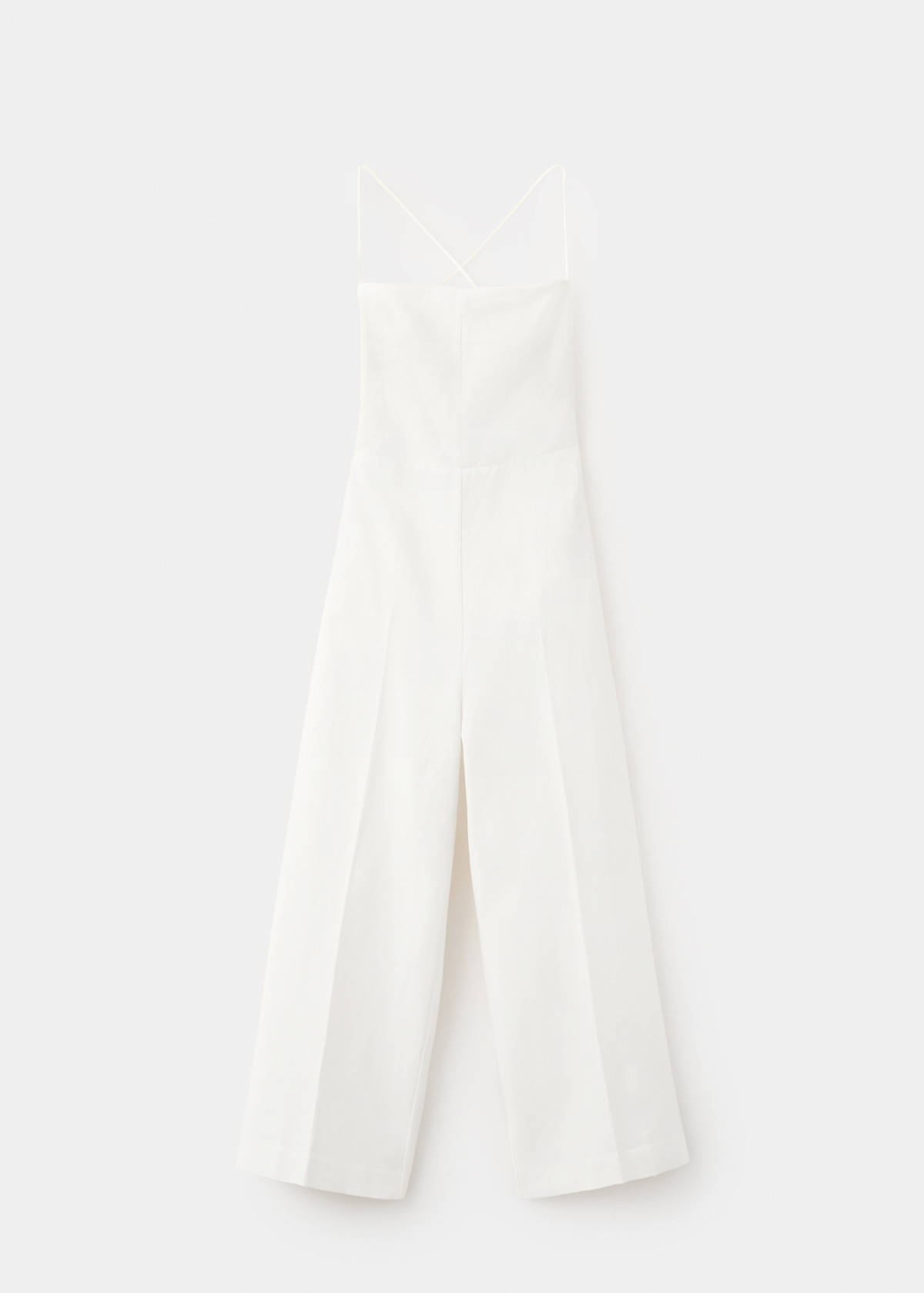 Cross-back linen blend playsuit — Ecru