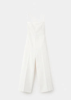 Cross-back linen blend playsuit — Ecru 6