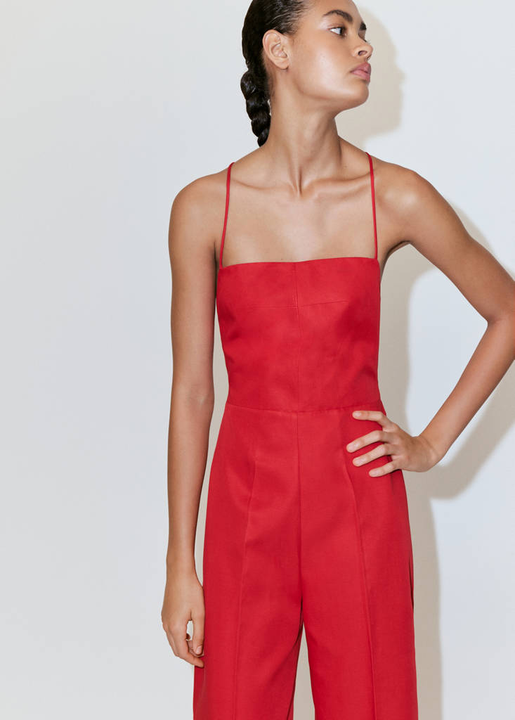 Mango Cross-back linen blend romper