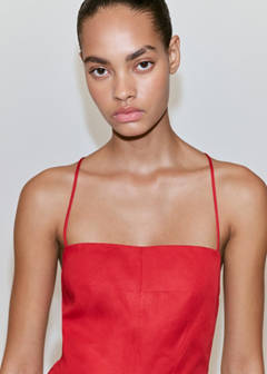 Cross-back linen blend playsuit — Red 4