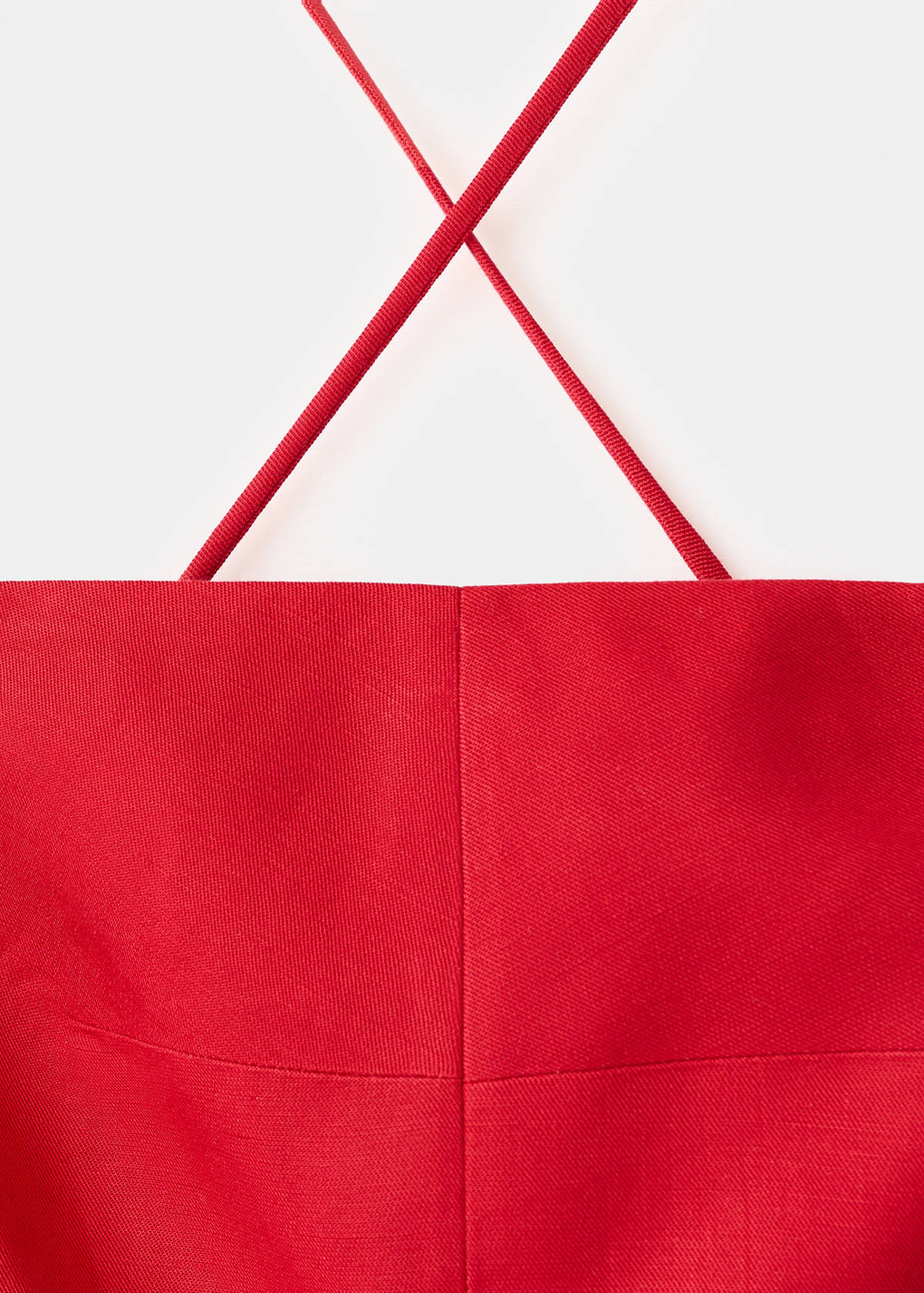 Cross-back linen blend playsuit — Red