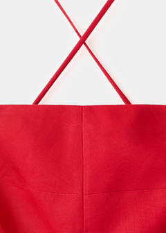 Cross-back linen blend playsuit — Red 6