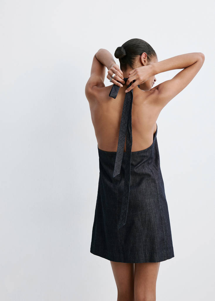 Halter denim dress — Open Blue