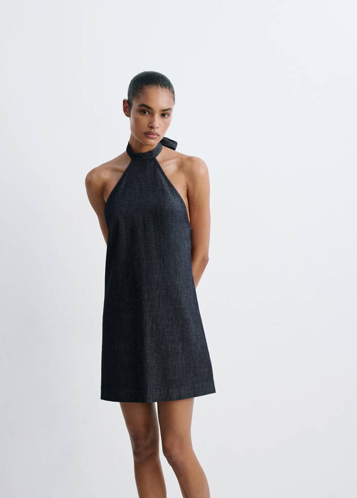 Halter denim dress — Open Blue