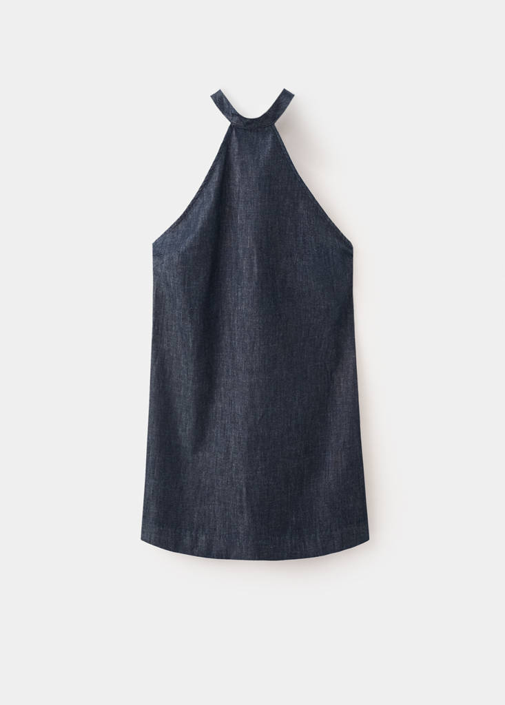 Halter denim dress — Open Blue
